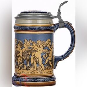 Mettlach #2025 “Cherubs Playing with Abandon” Etched Beer Stein -Villeroy & Boch